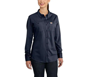 Carhartt Womens FR Force Cotton Hybrid Shirt - Dark Navy flame, resistant, retardant, work, ladies, frc
