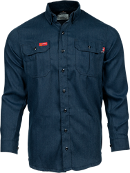 Lapco 5 oz. Tecasafe One Inherent FR Modern Uniform Shirt - Denim Navy flame, resistant, retardant, button down, tecasafe, inherent