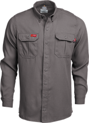 Lapco 5 oz. Tecasafe? One Inherent FR Modern Uniform Shirt - Gray flame, resistant, retardant, button down, tecasafe, inherent