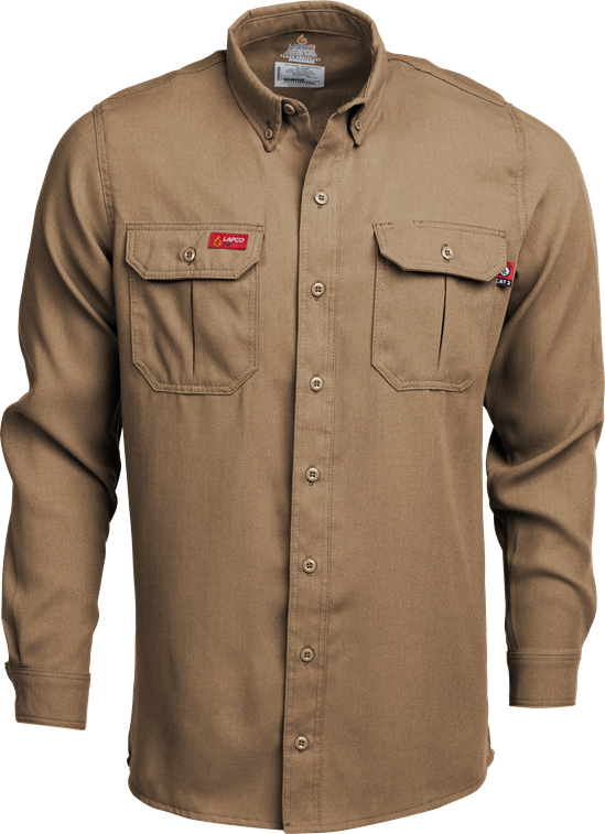 Lapco 5 oz. Tecasafe? One Inherent FR Modern Uniform Shirt - Khaki - TCS5KH