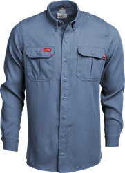 Lapco 5 oz. Tecasafe? One Inherent FR Modern Uniform Shirt - Medium Blue flame, resistant, retardant, button down, tecasafe, inherent