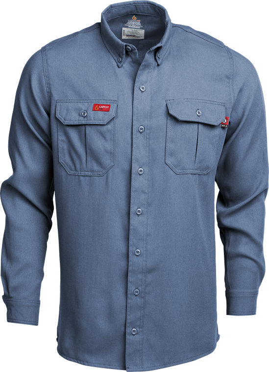 Lapco 5 oz. Tecasafe? One Inherent FR Modern Uniform Shirt - Medium Blue - TCS5MB
